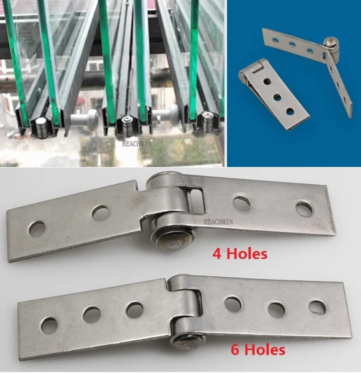 

6 шт./лот складные безрамные петли из нержавеющей стали для балкона