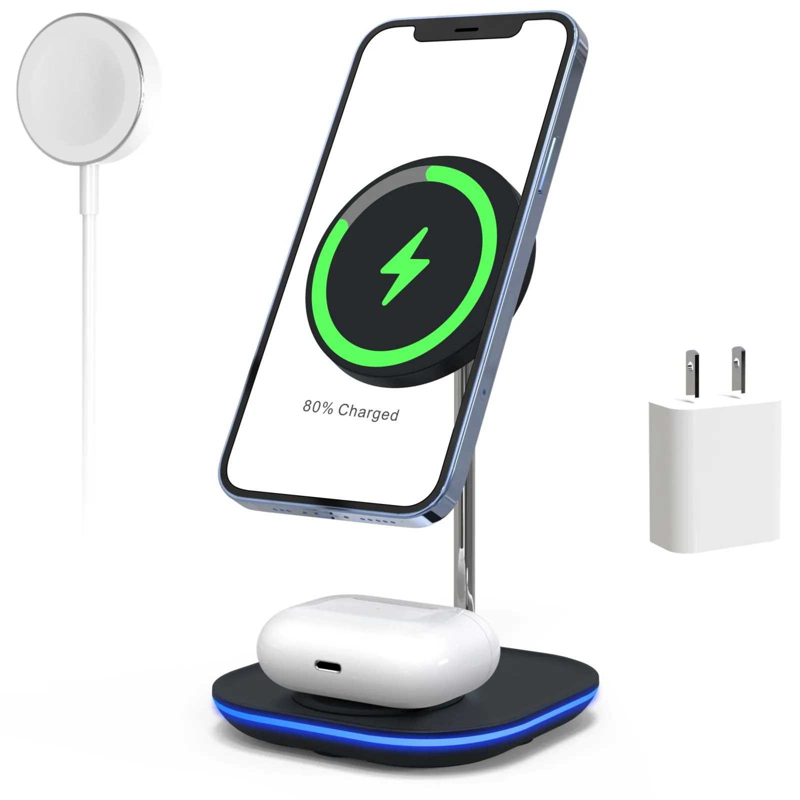 

Беспроводное зарядное устройство Magsafe 3 в 1, зарядная станция Apple Watch AirPods для IPhone 13 Mini 12 Pro Max серии Apple Watch AirPods