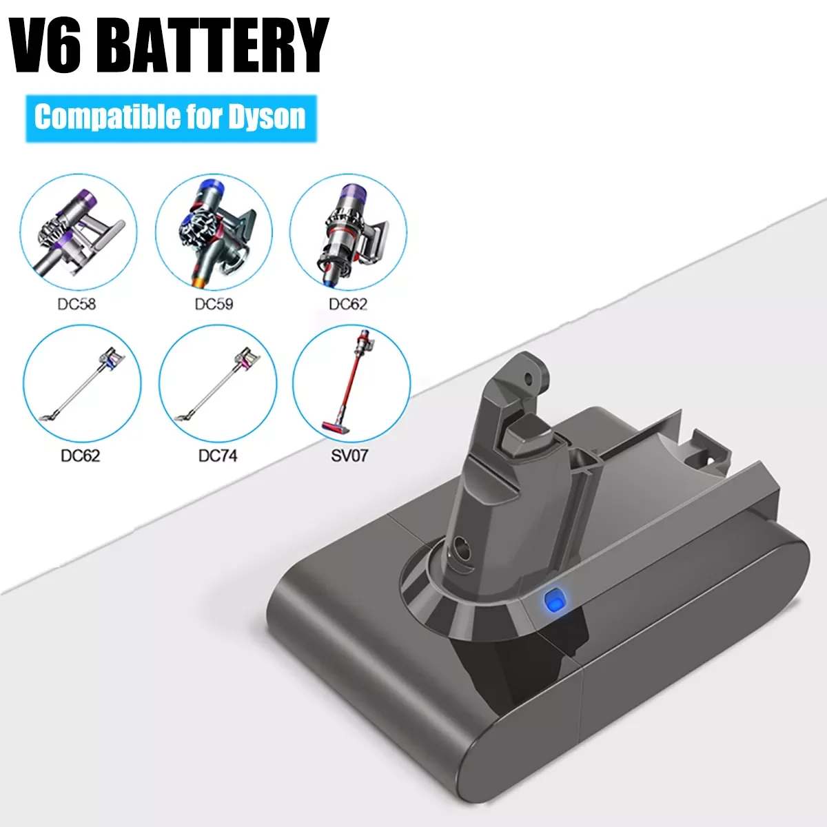 

Новый литиевый аккумулятор 21,6 в 6000 мАч для Dyson V6 DC62 DC58 DC59 SV09 SV07 SV03 SV05 DC74 965874-02 V6 пушистый триггер V6 Animal