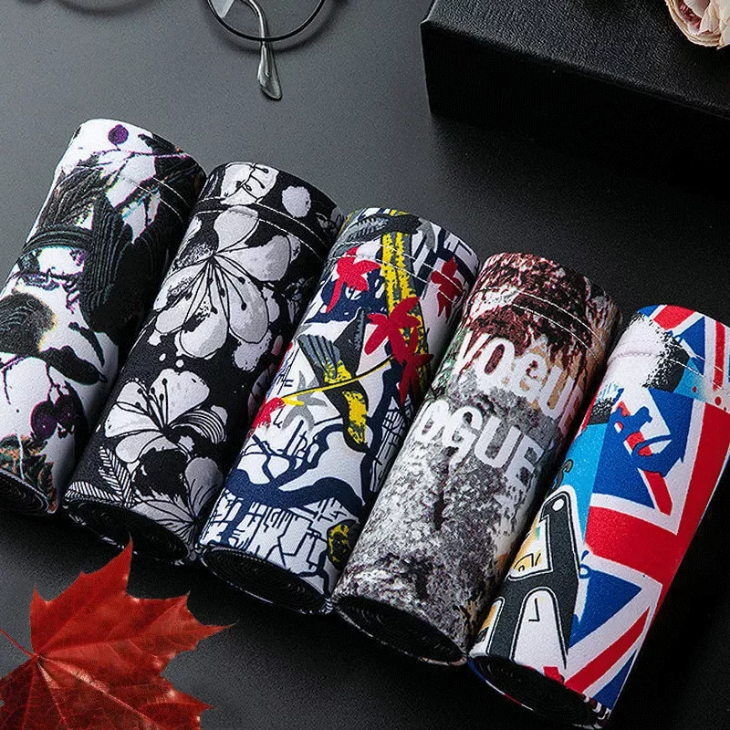 

5Pcs/Lot Men's Boxing Shorts Men's Cartoon Underwear Men's Boxers Comfortable Breathable Shorts Printed Sexy Men's Underwear