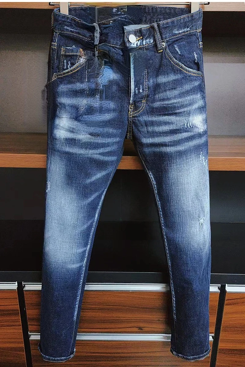 2022 New Casual Men Europe New Wear Simple Men Slim Ripped Stretch Jeans Men Skinny Straight Leg Jeans Men Baggy Jeans  Jeans