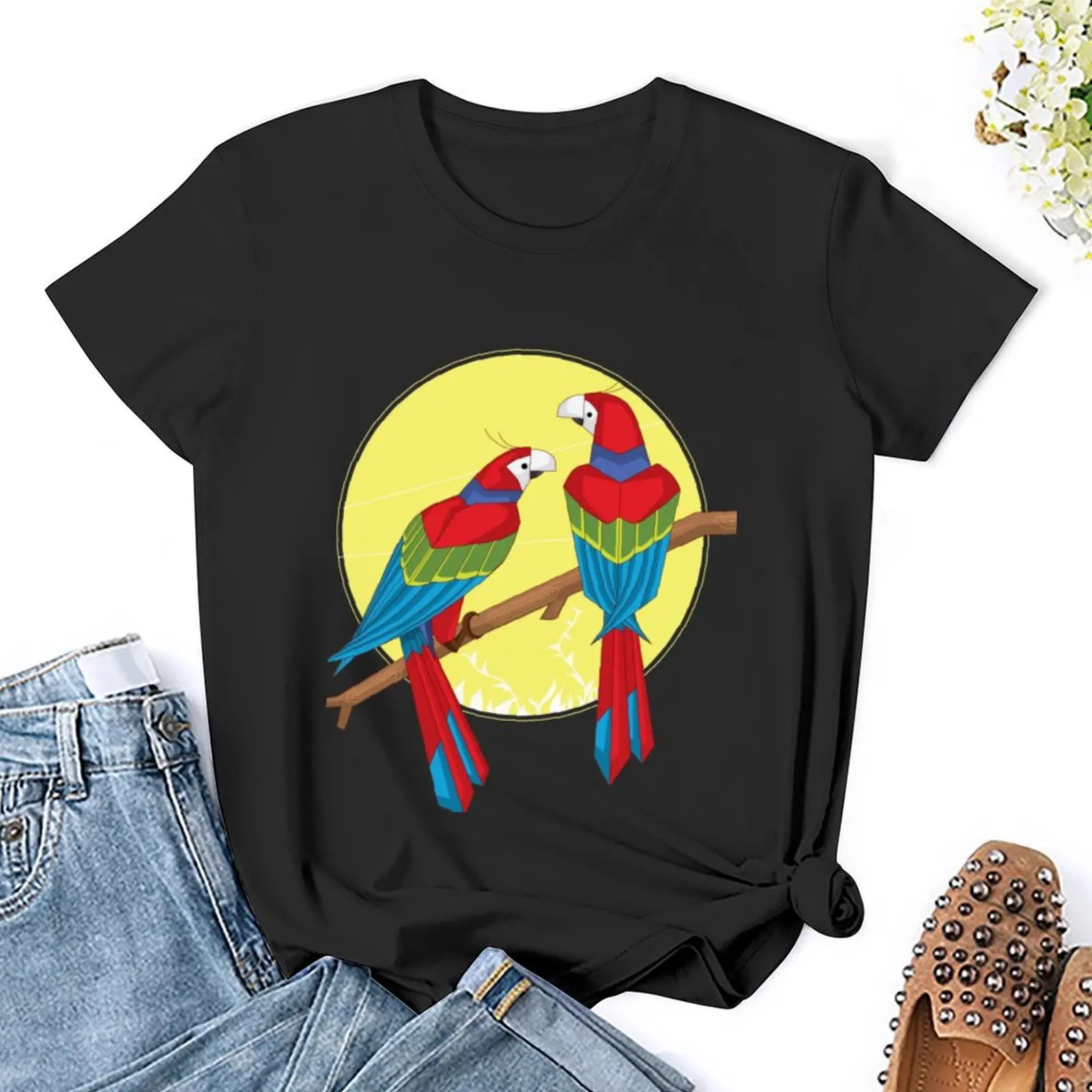 Футболка Scarlet macaw летний топ блузка тренировочные футболки для женщин