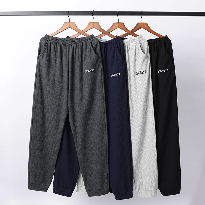 

Big Yards 5XL cotton long pants for man home furnishing letter solid full length trousers pajama men sleep bottom home wear