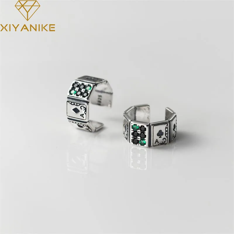 

XIYANIKE Thai Silver Poker No Hole Ear Clip Earrings For Women Girl New Hip Hop Fashion Punk Jewelry Party Gift серьги женские
