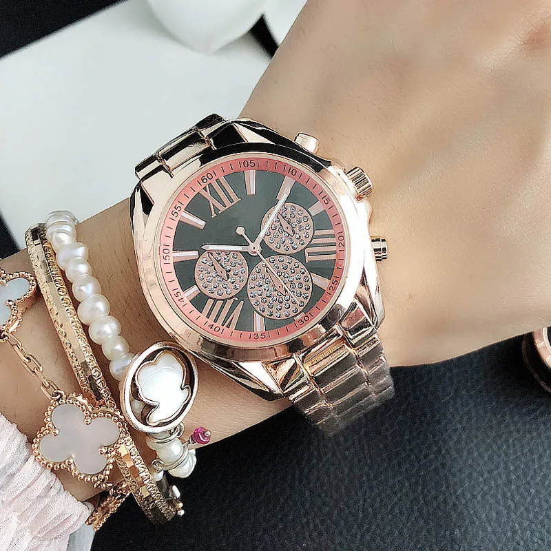 Brand Wrist Watches Women Girl Ladies Crystal Style Quartz Casual Steel Metal Band Clock m102