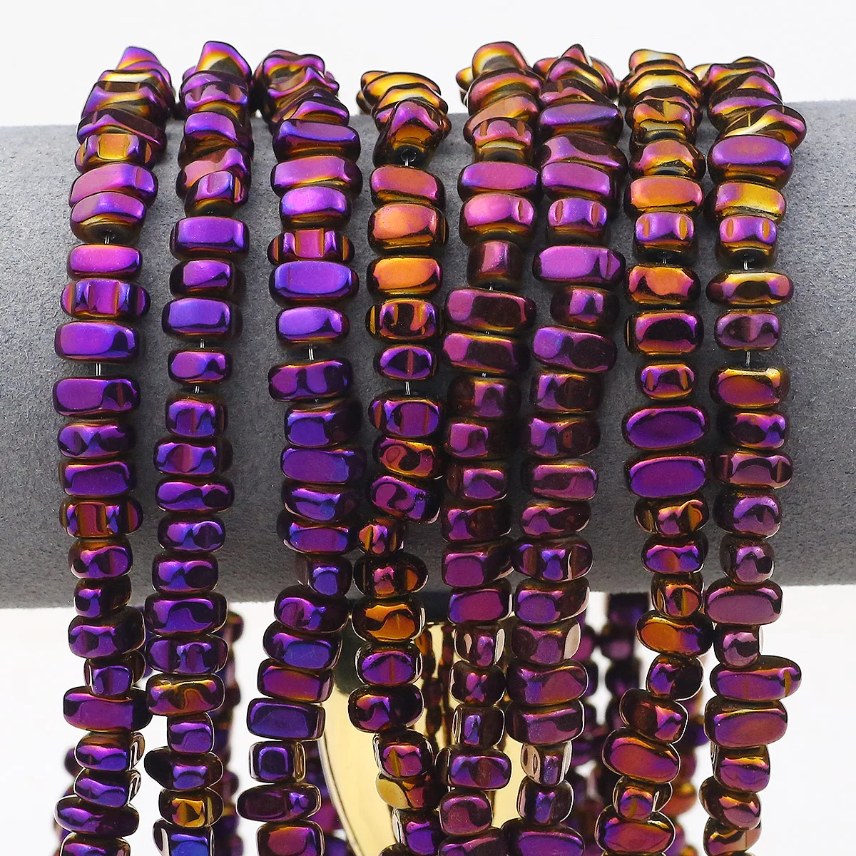 1 ~ 5 струн измельченный натуральный гематитовый камень полированный фиолетовый