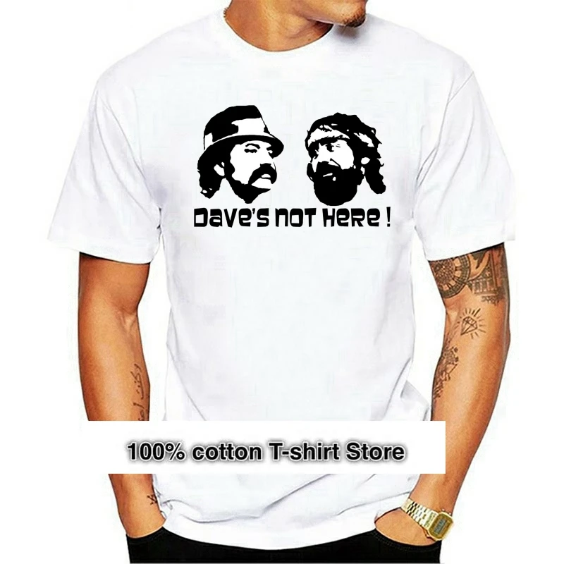 

2021 Повседневная модная 100% хлопковая футболка Cheech & Chong, вдохновленная-мужской натуральный топ с круглым вырезом Dave's Not Here, Лидер продаж