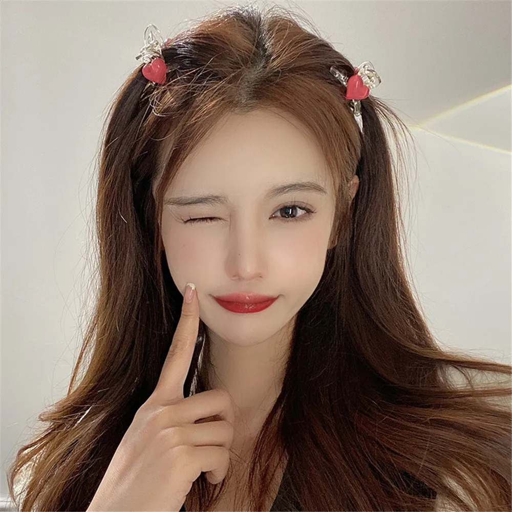 

Новая заколка в форме сердца для девочек, челка на лоб, боковой зажим, мини акриловый зажим, Корейская Милая Мода, аксессуары для волос