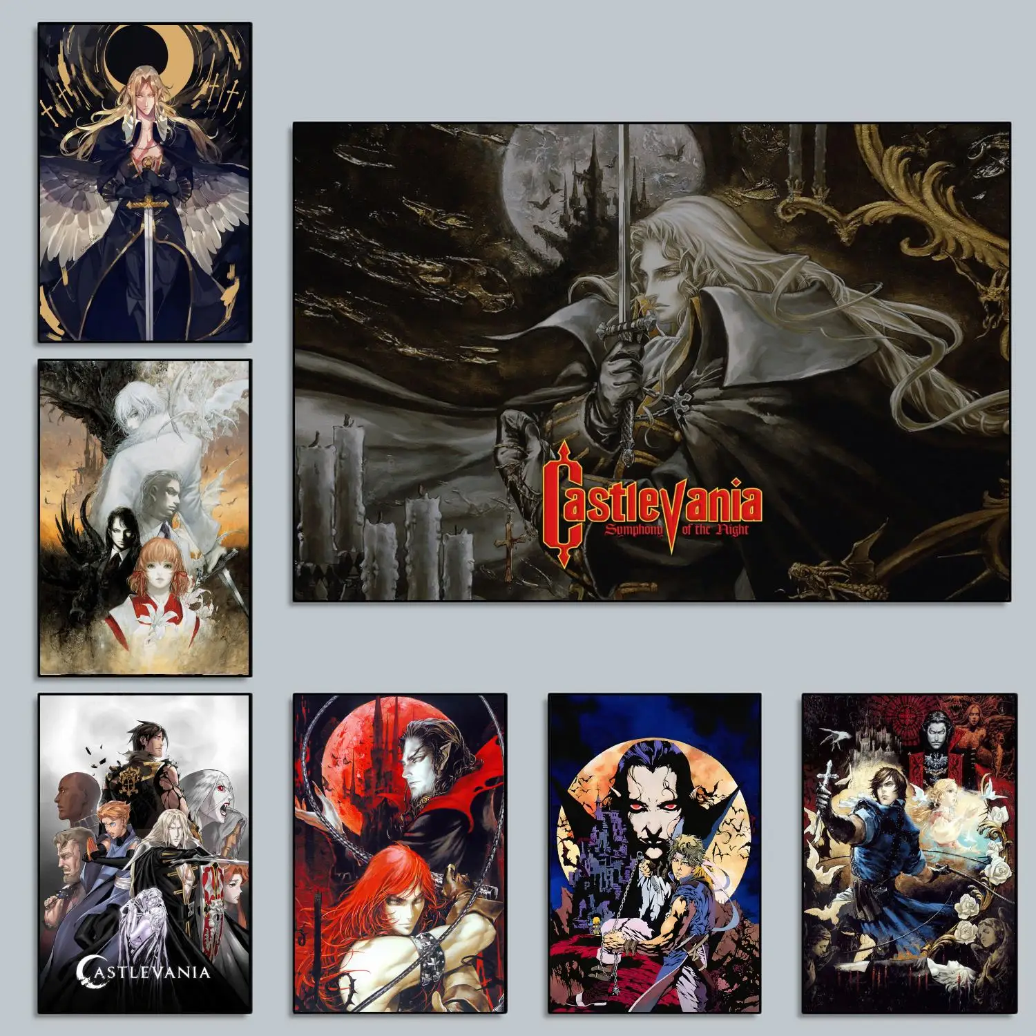 

Студийная симфония ночного светильника Castlevania, большая Домашняя Декоративная Настенная картина для спальни, холщовая стена