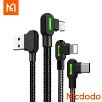 mcdodo usb cable 3a fast charging lightning micro usb type c for iphone 13 pro max 12 11 xr 7plus 90 degrees charging cable
