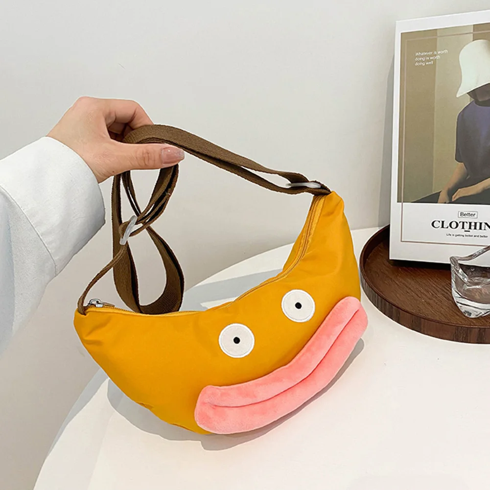 

Women Canvas Crossbody Bags Funny Cute Big Sausage Mouth Duck Crossbody Bag Zipper Travel Casual Shoulder Pouch