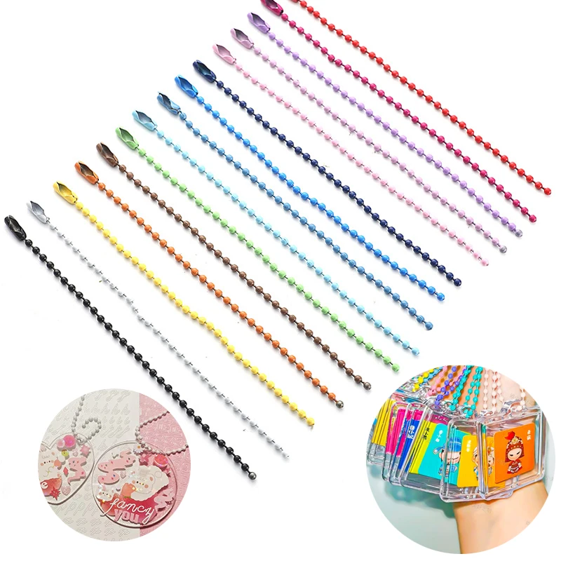 200pcs Mix 12CM Colorful Bead Chains Fits Key Chain/Dolls/Label Hand Tag Connector Jewelry Findings Components Accessorises
