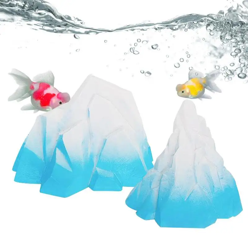 

Betta Fish Tank Decor 2pcs Realistic Iceberg Rockery Landscaping Beautify Your Aquarium High-Temperature Washable Ice Mountain