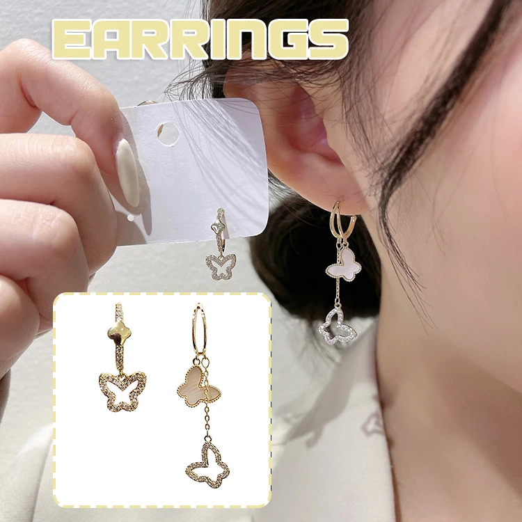 

Butterfly Rhinestone Earrings for Women Elegant Stylish Asymmetry Earrings Birthday Jewelry Gift AUG889