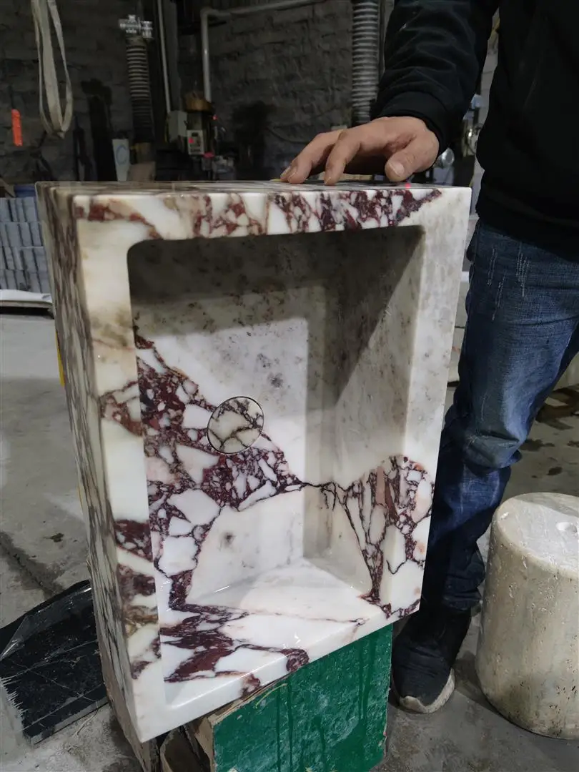 Мраморная квадратная раковина для мытья рук Calcutta Viola Calacatta ванной комнаты