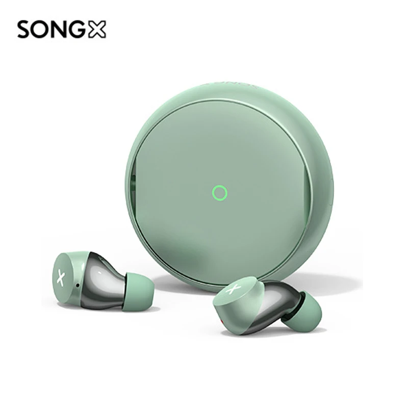 SONGX S06 True TWS Wireless Earbuds Mint-Green Edition with Protective Zipper Silicone Case Bluetooth Earphones HIFI Headphones