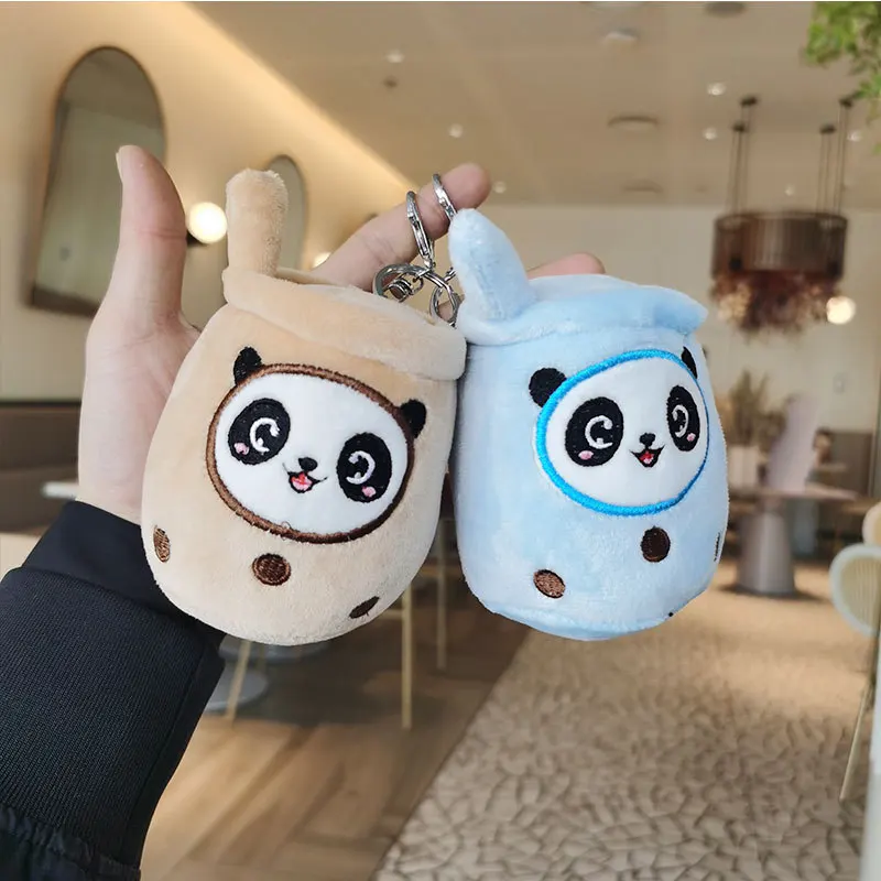 

new Creative Panda milk tea cup lovely Creative fashione Commemorative Pendant lifelike decorate Keychain couple birthday gift