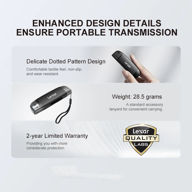 Lexar 2-в-1 Card Reader USB 3.0 и Type C Адаптер для чтения карт памяти поддерживает TFSDMicro SDSDHCSDXCдля ноутбуков ПК (art.: 3920d2eb151ad) - 3920d2eb151ad