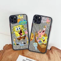 cartoon spongebob squarepants best friends phone case for iphone 13 12 11 pro max mini xs 8 plus x se 2020 xr matte transparent