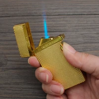 creative ping sound oblique fire lighter windproof metal brushed side press butane cigarette lighter smoking accessories