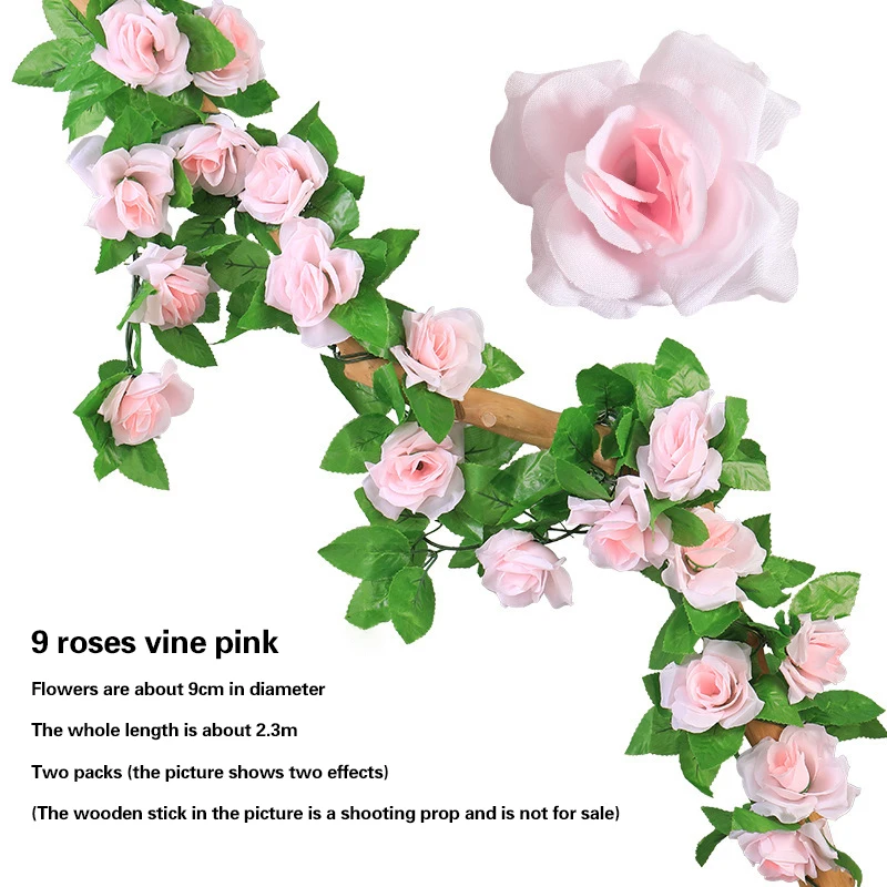

Artificial Flower Decor Rose Silk Flower Garland For Wedding Decoration Simulation Dried Vines Home Garden Decorations