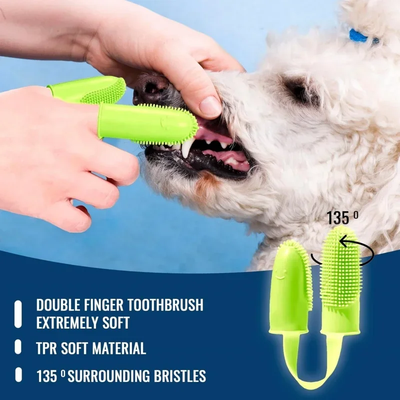1 шт. супермягкая зубная щетка с двойным пальцем для собак чистка зубов домашних