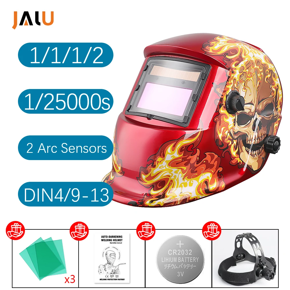 

Welding mask helmet with auto darkening filter DIN4/9-13 Mask chameleon equipment Tools Helmets Protective DIN16 10 amps 1/1/1/2