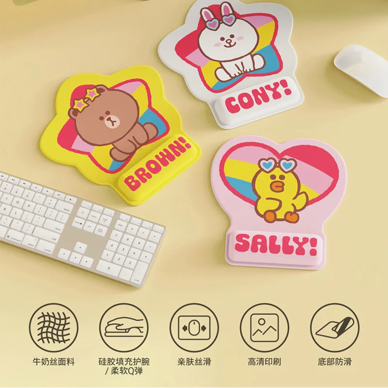 Line Friends Бурый Медведь Кони Салли Милый мультфильм Радуга Серия Коврик для мыши
