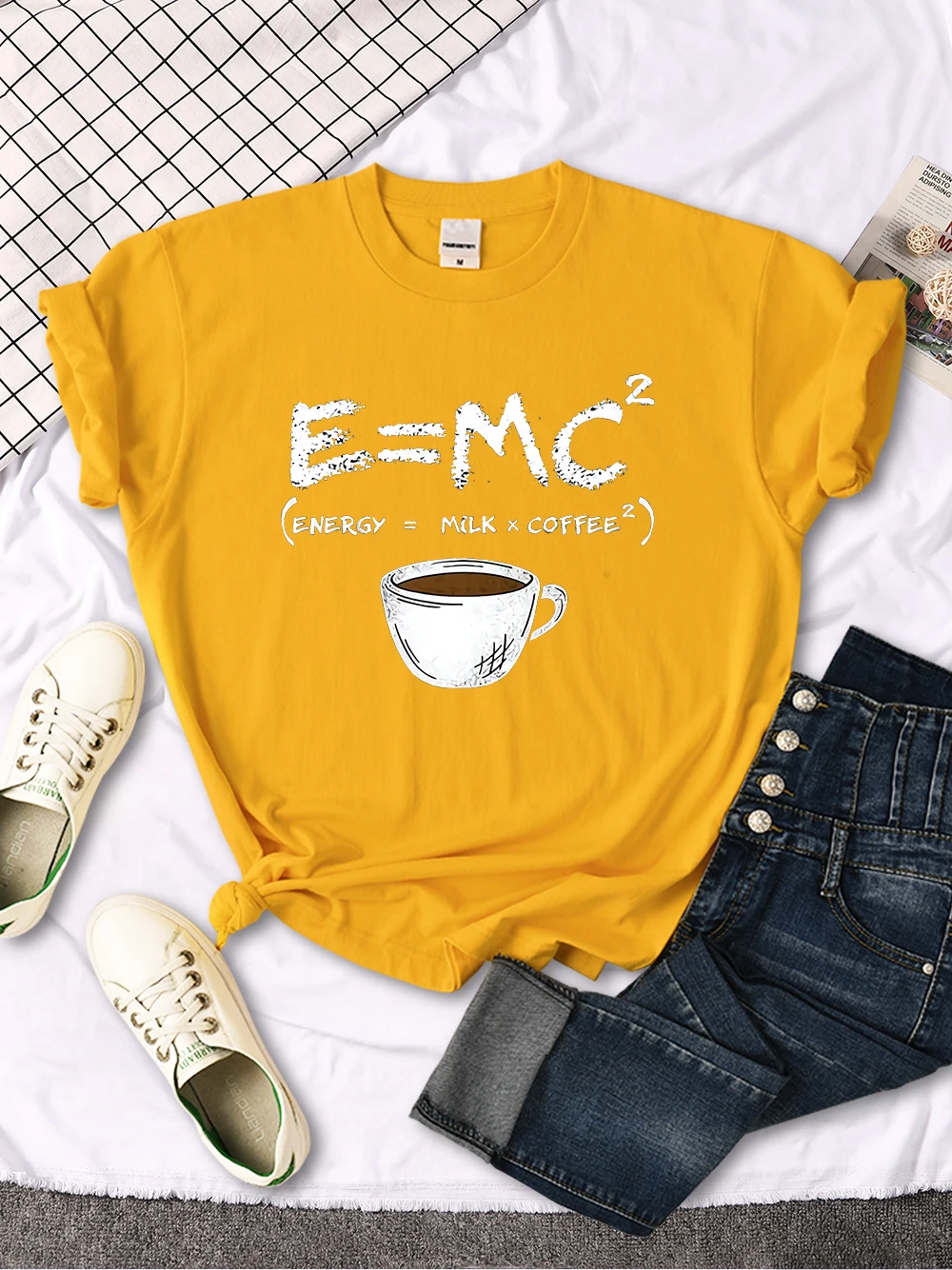 Женские футболки Energy = молоко * кофе футболка с мультяшным принтом Famale большие