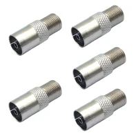 5pcs f type female plug to pal female jack straight rf coaxial adapter connector nickel plated female tv plug