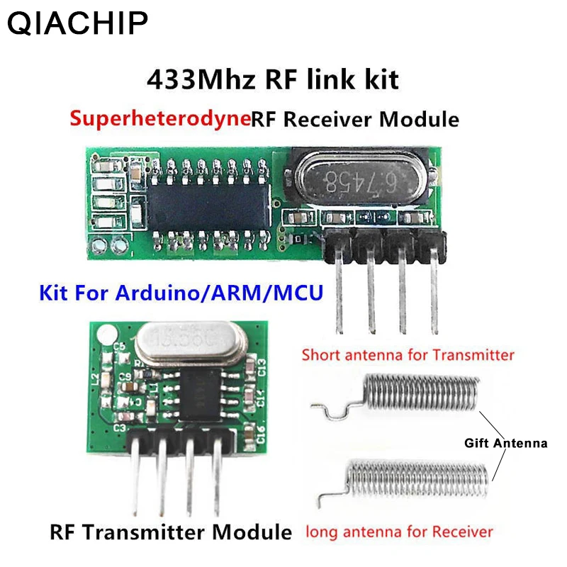 

rf switch module 433 Mhz Superheterodyne RF Receiver And Transmitter Module For Arduino Uno Wireless Diy Kit Free Gift AntennA