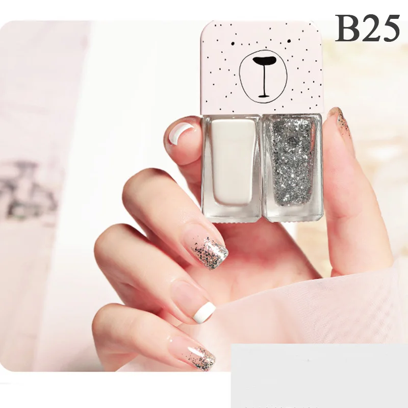 nail gel polish Double bottle Nail Polish Pink Blue Shining Glittering Art Quick Dry Long Lasting Decoratio |