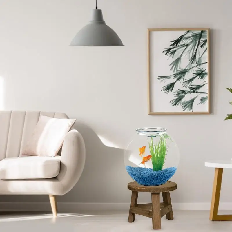 Okrągły drewniany stołek do sadzenia na podwórku stojaki rośliny stojak doniczki dekoracji wnętrz wejście i nie tylko