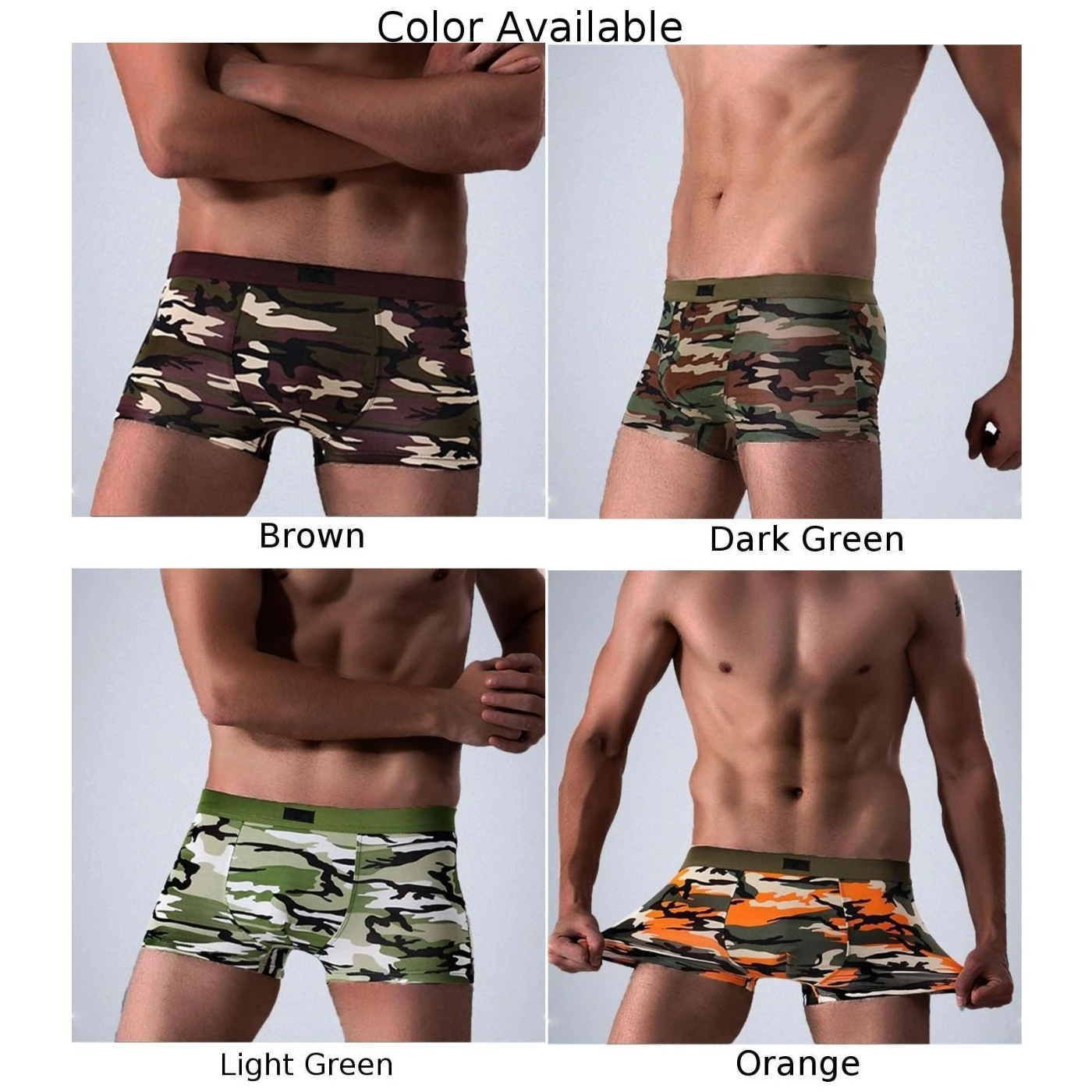 Men Camouflage Boxershorts U Convex Pouch Lingerie Underpants Stretch Panties Breathable Underwear High Elastic Boxers