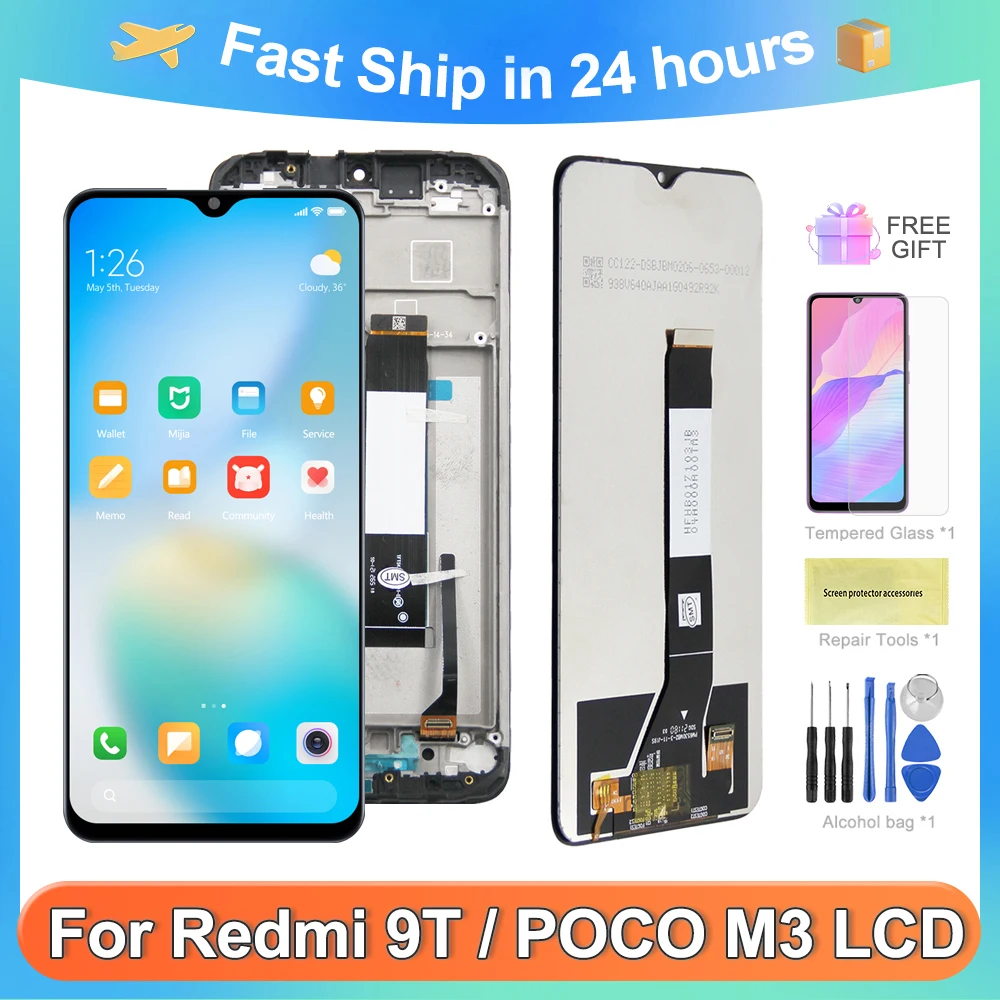 

Оригинальный ЖК-дисплей 6,53 дюйма для Xiaomi Poco M3, 10 дюймов, сенсорный экран с дигитайзером в сборе для Pocophone M2/для Redmi 9T, экран