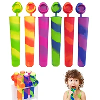 6pcsset ice popsicles moldsreusable multi colored popsicle mold for kids ice stick molds with lid for diy
