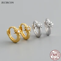 jecircon 6 8mm 925 sterling silver star small hoop earrings for women simple ins gold silver color small circle earrings jewelry