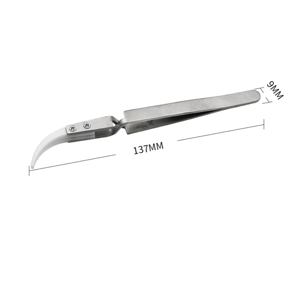 

3PCS Anti-Static Ceramic Tweezer Non-Conductive Ceramic Tweezer Stainless Steel Handle Straight Curved Tip Maintenance Tool