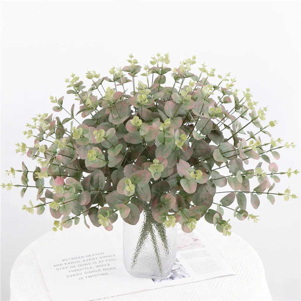 

Artificial Leaves Branch Retro Silk Eucalyptus Leaf for Home Decor Wedding Plants Faux Fabric Foliage Room Decoration 50CM