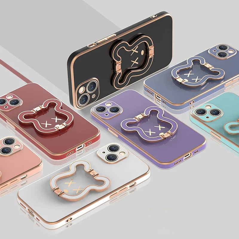 

Mobile Phone Cases New with Bear Bracket for IPhone 13 12 11 Lens All-inclusive Protective Case for IPhone 11 12 13 Pro Max Case