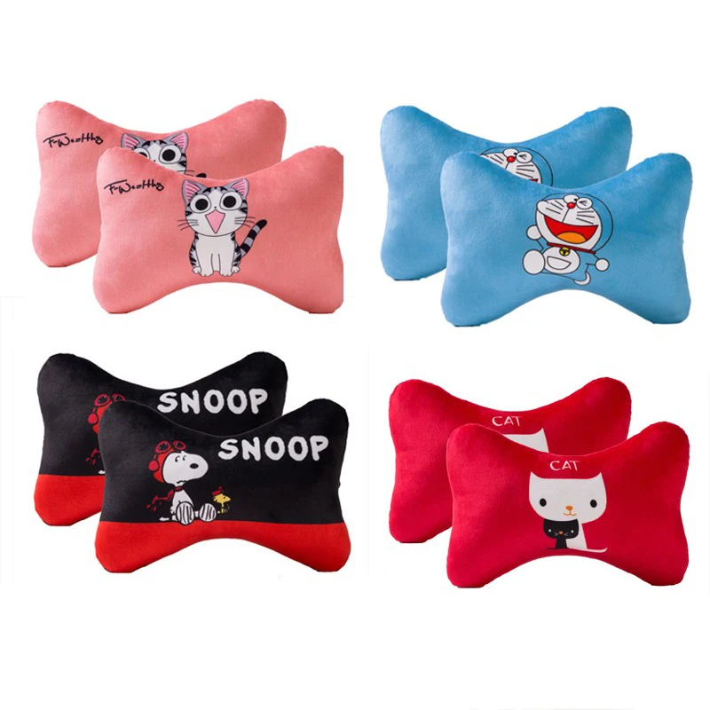 

2Pcs Cartoon Car Universal Seat Neck Pillow Kawaii Anime Puppy Cat Headrest Comfortable Breathable Rest Headrest Cushion Gifts
