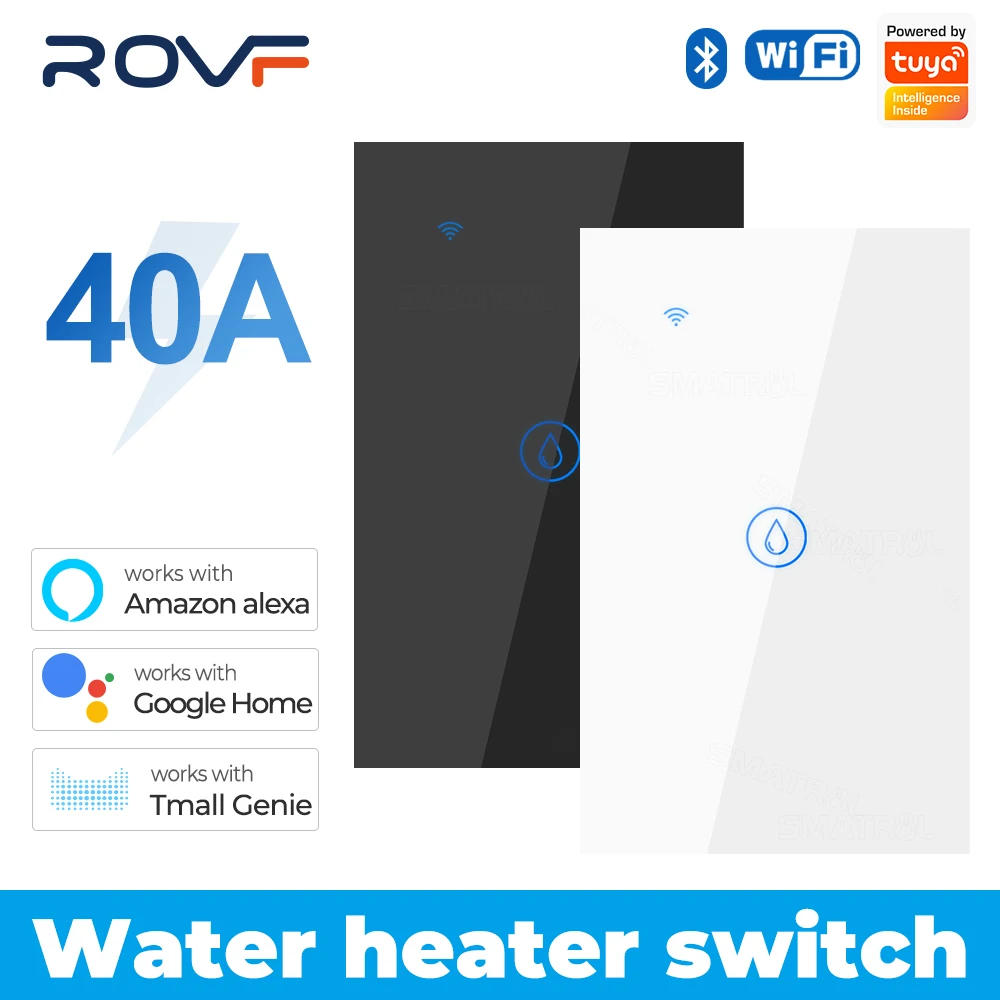 

40A Tuya Smart Wifi Water Heater Boiler Touch Switch Air Conditioner Light Timing EU Brazil Wall Electrical App For Home Life