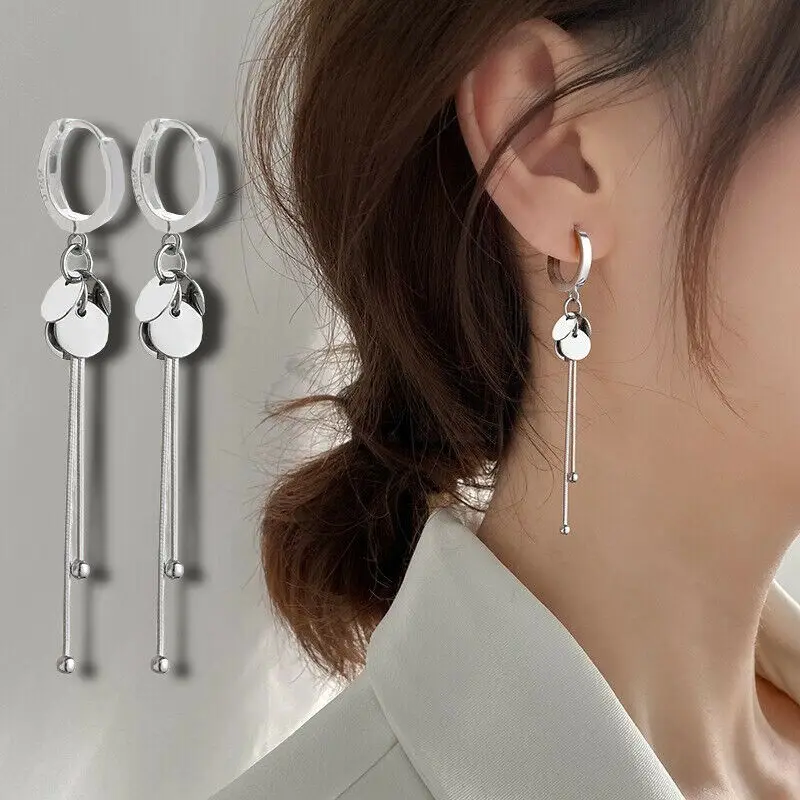 

Hypoallergenic Earrings Dangle Tassel Sexy Drop Silver plated Round Long