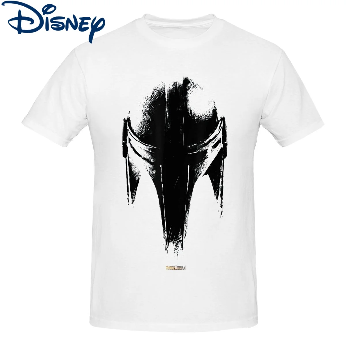 

Disney Star Wars T-Shirts for Men The Mandalorian Dark Helmet Hipster Cotton Tee Shirt Crewneck Short Sleeve T Shirts Tops