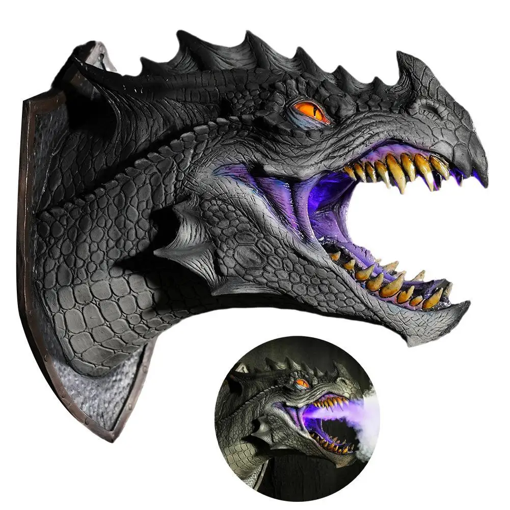 

Реквизит Dragon Legends, 3d Настенный динозавр, дымовой свет, Настенная Художественная Скульптура, статуя, настенное искусство, домашний декор, укр...