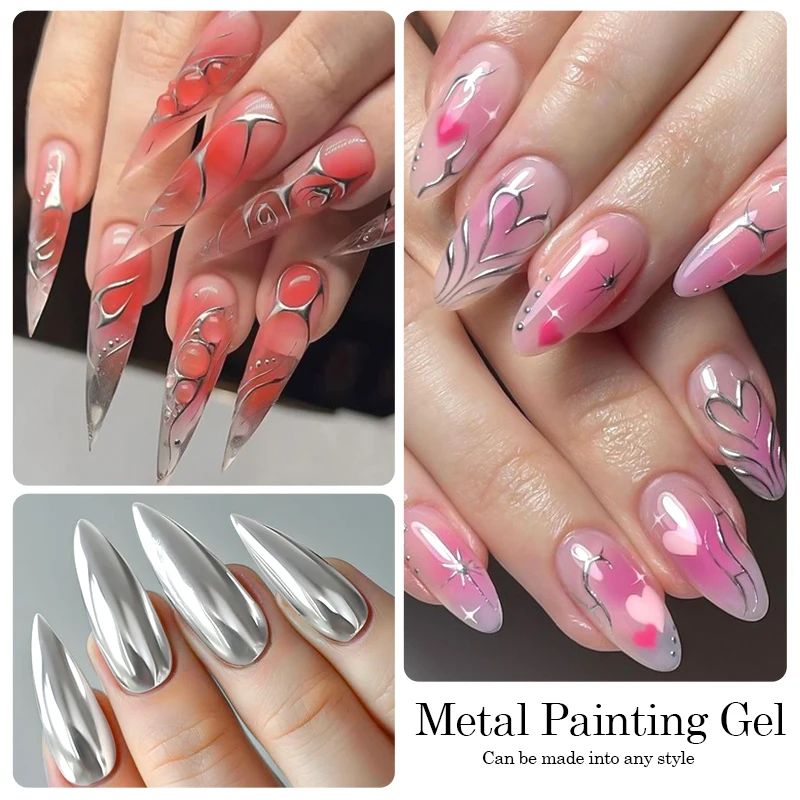 MEET ACROSS 7 мл металлическая роспись Гель-лак для ногтей зеркальный эффект