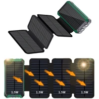 solar power bank 30000mah with 4 solar panel qi wireless charger powerbank for iphone 13 samsung xiaomi poverbank with led light