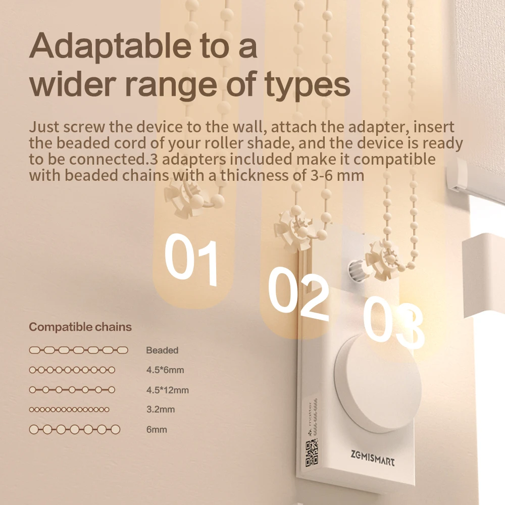 Фото ZemiSmart Matter Thread Roller Shade Driver Аккумуляторный двигатель работает с Homey HomeKit Alexa Google Home Assistant SmartThings №5
