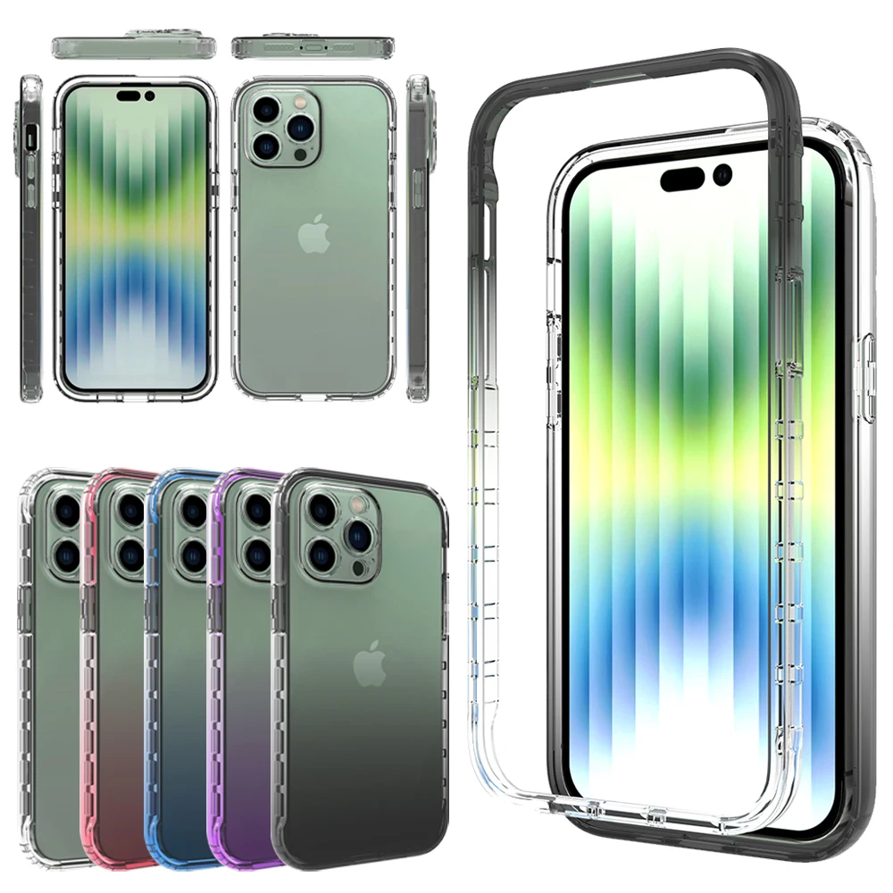 

Hybrid Clear Gradient Case For iPhone 14 Pro Max 13 Pro Max 12 Pro Max 11 hockproof Bumper TPU Back Cover For XS Max 8 Plus 7 6s