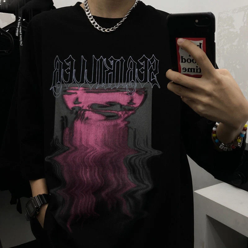 

Женская футболка в стиле Харадзюку, Повседневная футболка большого размера в стиле ретро, с графическим принтом, в стиле панк, хип-хоп, женск...